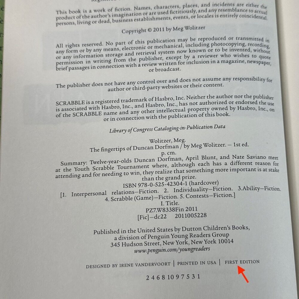 Meg Wolitzer The Finger Tips of Duncan Dorfman First Edition Hardcover Book - Picture 11 of 13